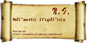 Némethi Ifigénia névjegykártya